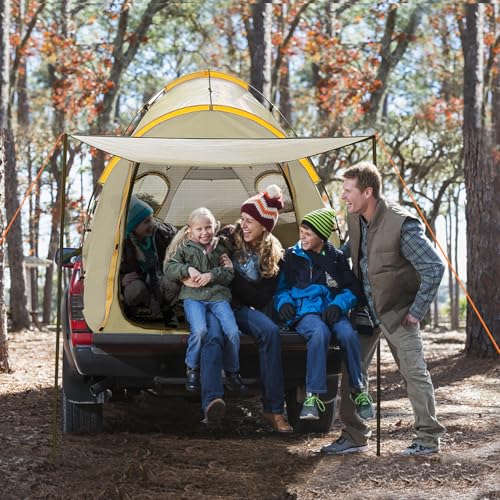 Pickup Truck Tent with Awning Shade,Waterproof PU5000mm Oxford for 5.5-6.3 FT Truck Bed for Camping Travel Outdoor Activit...