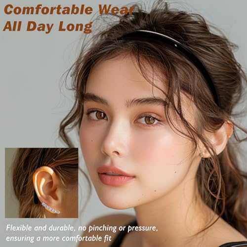 Zoolinn 7 Pcs Plastic Headbands for Women - Black Non-Slip Hair Bands with Teeth Comb Design