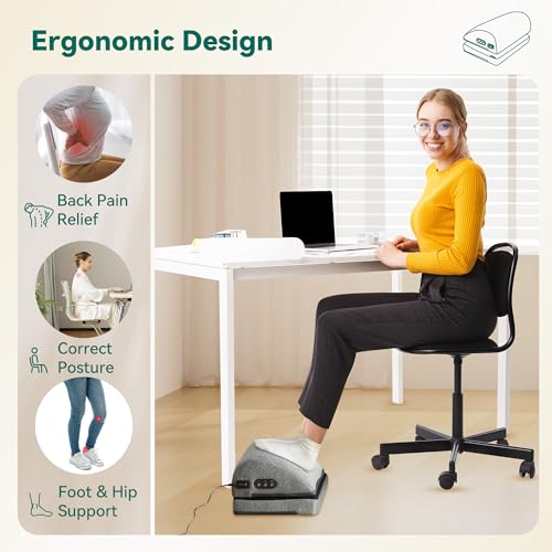 Snailax Heated Foot Rest Under Desk at Work, Desk Foot Stool with Heat & Vibration Massage, Adjustable Height, 2 Heat Leve...