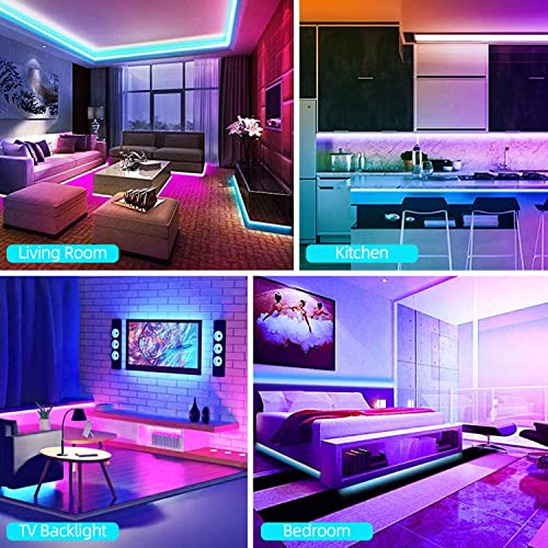 Lcutml 100FT Smart LED Strip Lights , RGB Strip Lights Sync to Music with 40 Key Remote Controller LED Lights for Bedroom,...
