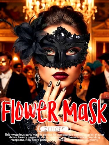 Zehope Flower Masquerade Masks Lace Venetian Mask Halloween Mardi Gras Party Costume for Women