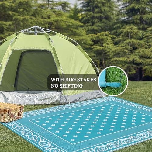 Pauwer Waterproof Outdoor Rug 6x9, Reversible Plastic Straw Patio Camping Rug, Indoor Outdoor RV Mat Carpet for Deck, Camp...