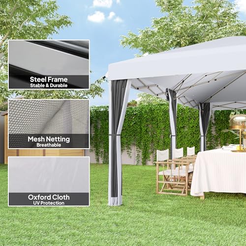 Outsunny 10' x 20' Pop Up Canopy Tent with Netting, Heavy Duty Large Party Tent, Instant Sun Shelter with Carry Bag for Ba...
