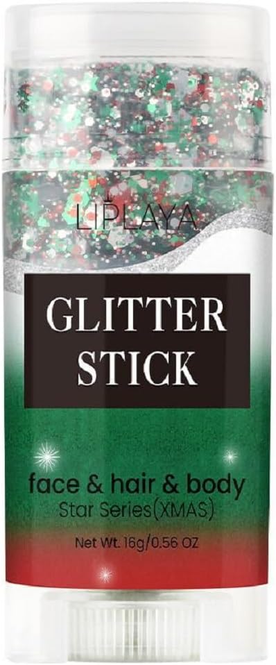 Body Glitter Makeup,Holographic Glitter Neon Outfit Singer Concert Sparkling Festival Rave Accessories. (White& Red &Green)