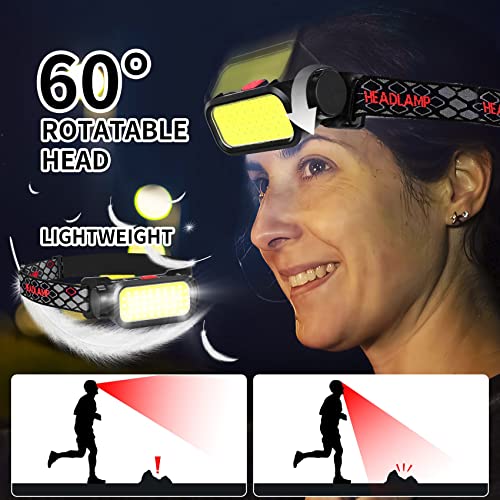 Headlamp Rechargeable, 1500 Lumens Wide Beam Led Headlamp, Lightweight Hard Hat Light, 4 Modes Lightbar Head lamp, Outdoor...