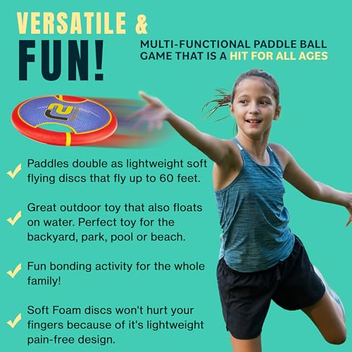 Fun Bouncy Paddle & Stringy Ball Toss & Catch Game - Easy to Use for Kids All Ages - Soft Foam Design for Safe Play Indoor...