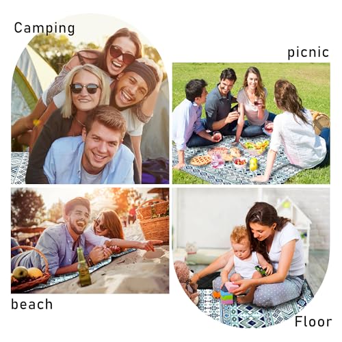 SAMSIER Outdoor Picnic Blankets Waterproof Foldable Sandproof 80"×80", Large Gingham Cute Picnic Mat Washable Portable for...