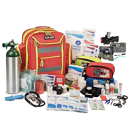Scherber Fully-Stocked Premium First Responder Backpack | EMT/EMS Medic Trauma, Bleeding & Oxygen Medical Kit | CAT Tourni...