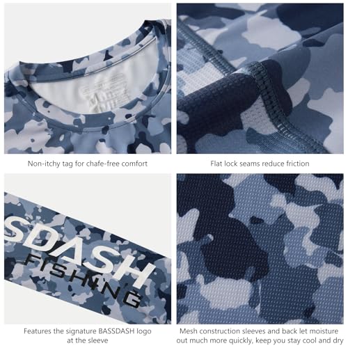 BASSDASH Men’s Camo Fishing Shirts UPF 50+ Long Sleeve Quick Dry Lightweight T-Shirts for Outdoor Hiking Kayaking FS37M