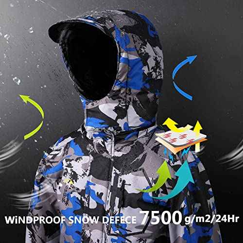 OHSNMAKSL Boy's Waterproof Ski Jacket Warm Winter Snow Coat Kids Fleece Snowboarding Jackets Thick Hooded Windproof Coats