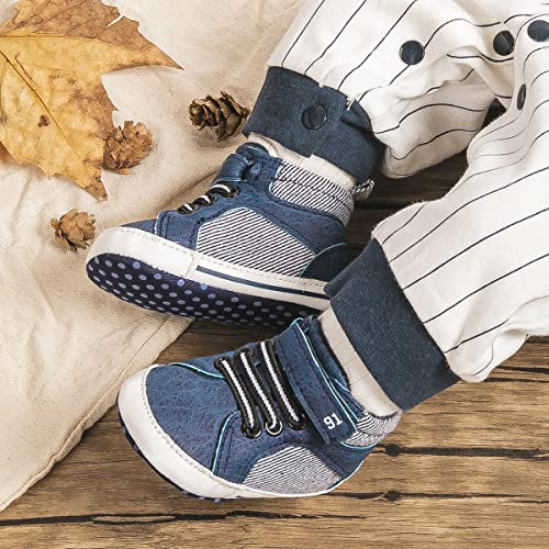 Babelvit Baby Boy Girl Soft Sole Canvas Sneakers Sparkle High Top Lace Up Infant Unisex Ankle Shoes Boots Toddler Newborn ...