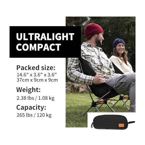 Naturehike YL08 Ultralight Camping Chair, 2.38 LBS Portable Backpacking Chair with Anti-Sinking Feet, Lightweight Compact ...