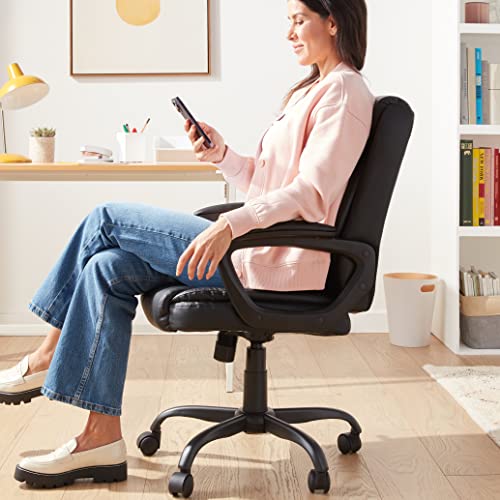 Amazon Basics Classic Puresoft PU Padded Mid-Back Height Adjustable Office Computer Desk Chair with Armrest, 26"D x 23.75"...