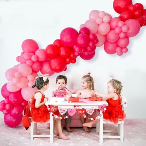 Red Pink Balloons 60 Pcs 12 Inch Fuchsia Hot Pink Rose Red Balloon Neon Pink Magenta Strawberry Berry Helium Balloons for ...