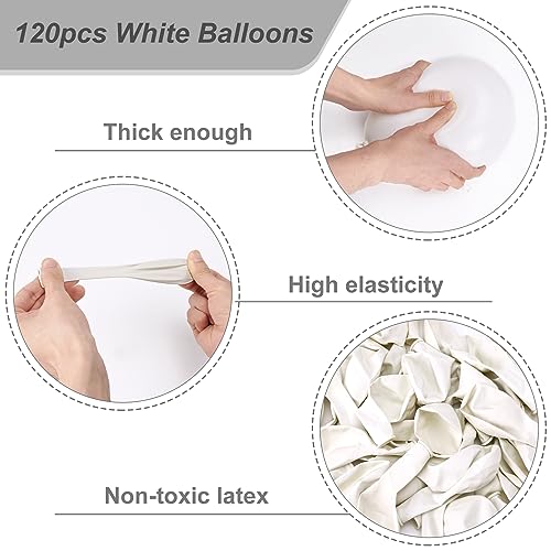 RUBFAC White Balloons 120pcs 12 Inches Latex Balloons for Birthday Baby Shower Engagement Bridal Shower Party Wedding Part...