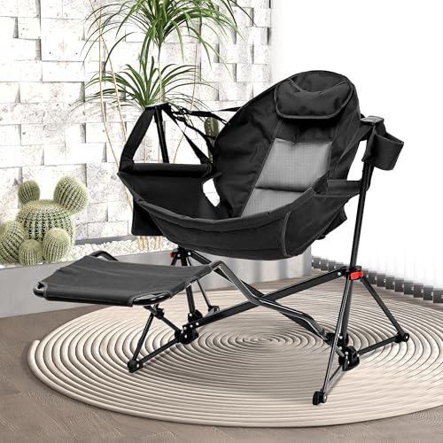 GDY Camping Chairs, Oversized Hammock, Folding Rocking Chairs, Adjustable Back Swing Chairs, Cup Holder, Outdoor Beach Law...