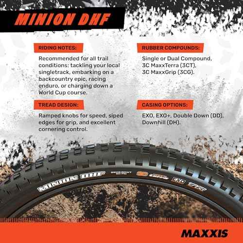 Maxxis Minion DHF - 27.5x2.60 - Mountain Bike Tire, Dual Compound with EXO Puncture Protection, Tubeless Ready, E25, 66-584