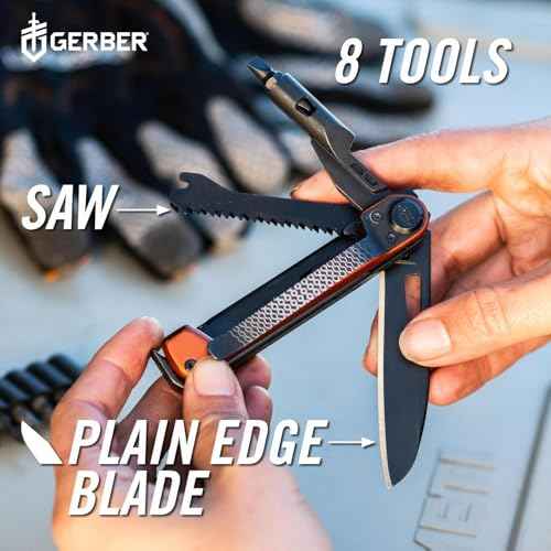 Gerber Gear Armbar Trade 8-in-1 Multi-tool - 2.5" Plain Edge Blade, Pry Bar, Hammer - EDC Gear and Equipment - Silver
