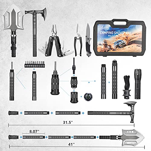 Camping Shovel Axe Outdoor Survival Shovel Set with High Carbon Steel Camping Gear for Men Outdoor Caming Hiking Backpacki...