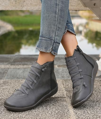 Women's Waterproof Combat Boots Casual Ankle Boots Fashion Round Toe Slip On Elastic Fall Booties Shoes