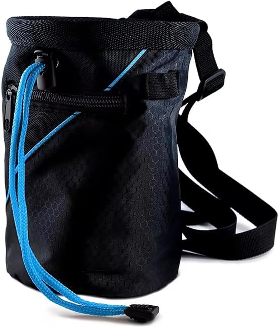 Chalk Bag for Rock Climbing with Quick-Clip Belt, Large Zippered Pockets & Brush Holder - Weight Lifting, Gym, Bouldering,...