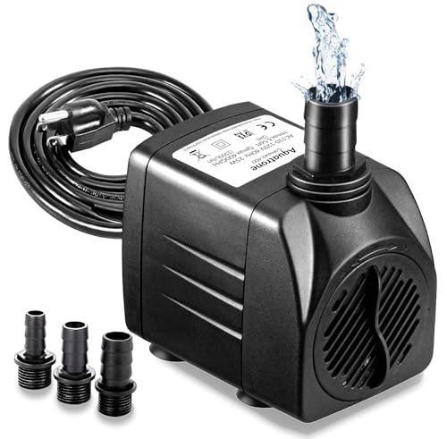 400GPH Submersible Pump 25W - Ultra Quiet Fountain Water Pump, 1500L/hr, 6.56ft High Lift, 3 Nozzles - Submersible Water P...
