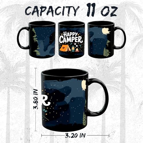 Happy Camper Ceramic Coffee Mug 11oz Outdoor Adventure Camping - Tea Coffee Mug with Comfortable Grip - Unique Fun Gift Cu...