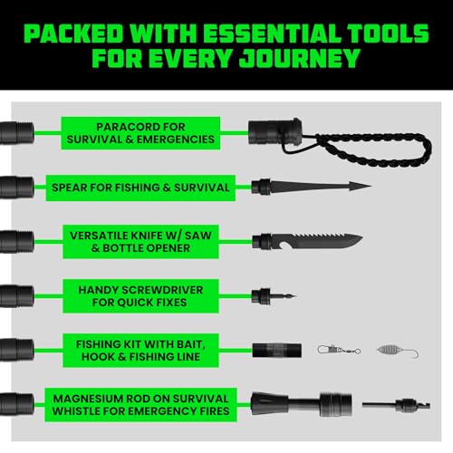 Rhino USA Tactical Hiking Stick with Integrated Survival Kit – Essential Camping Gear for Hiking & Trekking – Durable Tact...