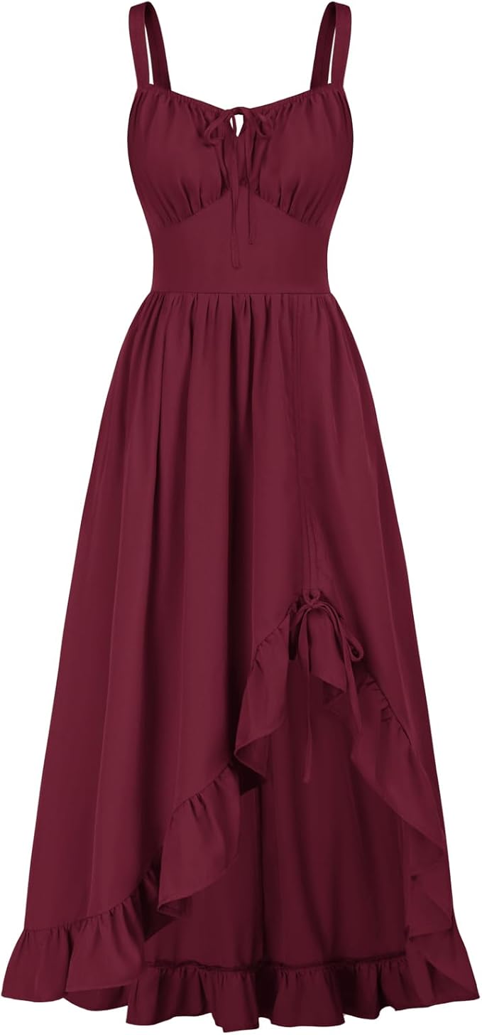 SCARLET DARKNESS Renaissance Dress Women Summer Corset Dress Flowy Sleeveless Milkmaid Sundress with Pockets