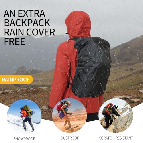 IX INOXTO Hiking Backpack for Men and Women, 30L Waterproof Camping Backpack with 3L Water Bladder and Rain Cover (Light g...