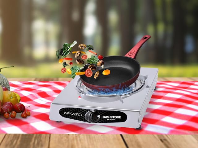 Nikatto Single Burner Gas Stove With Regulator, Stainless Steel Propane Stove For Camping, Tailgating, and Hurricane Prepa...