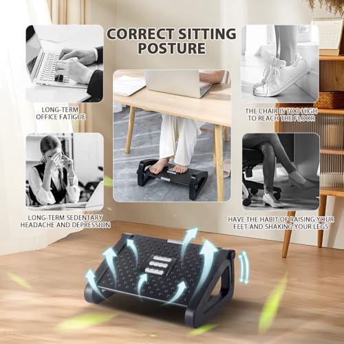 CasaZenith Foot Rest, Six Heights Adjustable Foot Rest for Under Desk at Work, Ergonomic Foots Stool for Under Office Desk...