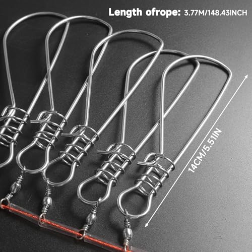 Fishing Stringer with Float and Plastic Handle, Live Fish Lock with 10 Stainless Steel Buckles, Big Fish Wire Rope Cable a...