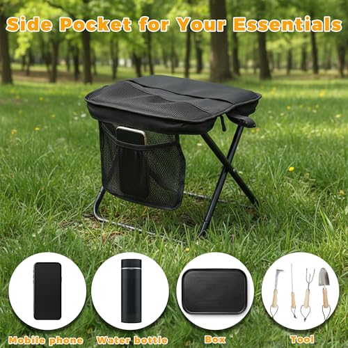 ABUUL Foldable Backpack Stool - Portable Pocket Chair with Storage Pouch, Convertible Satchel for Hands-Free Carry & Suppo...