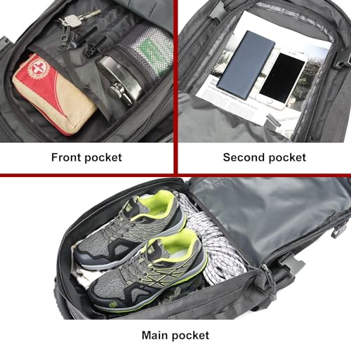 HYKING Large Tactical Expandable Backpack 39L-64L Military Bug Out Bag With Waist Strap