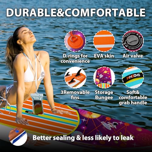 WHDCYD Inflatable Stand Up Paddle Board 11' × 33" × 6", Yoga Board with Durable SUP Accessories for Adults & Youth, Versat...