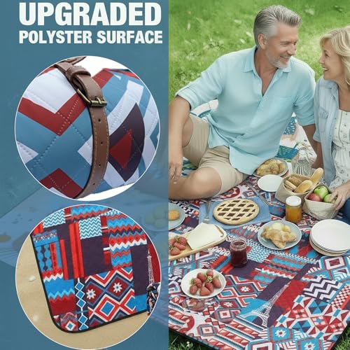 SONGYUAN Extra Large Picnic Outdoor Blanket, 80''x80'' Waterproof Foldable Blankets Gingham Picnic Mat for Beach, Camping ...