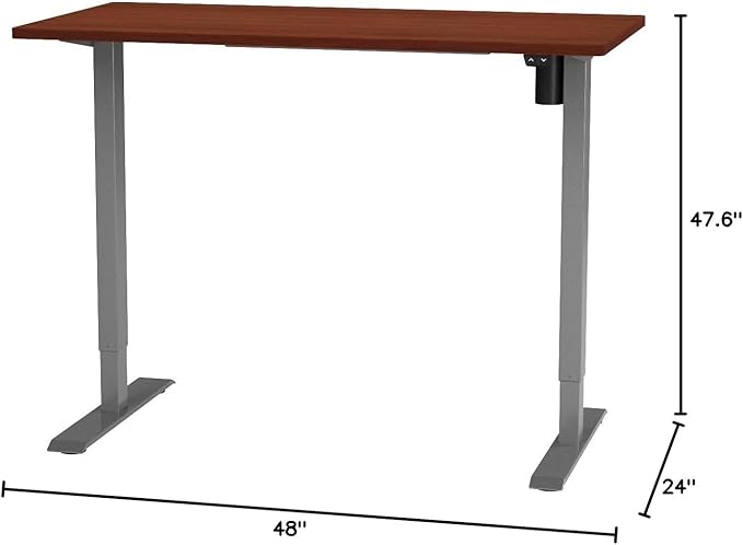 FLEXISPOT EN1 One-Piece Standing Desk, 48 x 24 Inches Electric Height Adjustable Desk for Home Office (Silver Frame + 48 in Mahogany Top, 2 Packages)