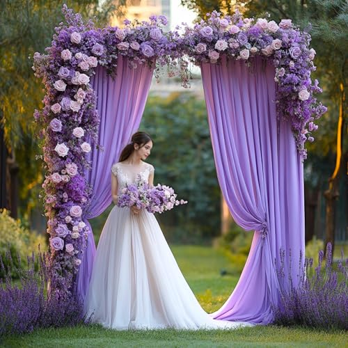 Asee'm 10x8FT Lavender Purple Backdrop Curtains for Parties, Polyester Photo Fabric Curtain Backdrop Drapes for Birthday W...