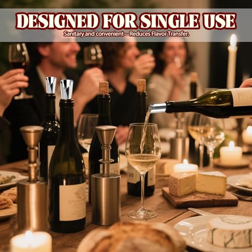 Cofimkate 30Pcs Individually Wrapped 3-Inch Wine Pourer Discs, Disposable Anti-Drip Liquor Pour Spouts for Wine & Liquor B...