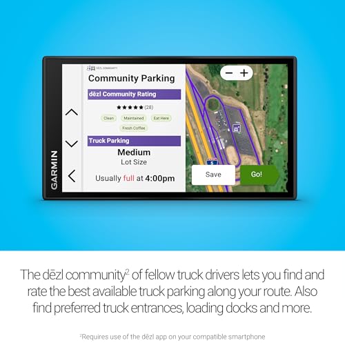 Garmin dēzl™ OTR620, High-Res 6” GPS Truck Navigator, Custom Routing, Satellite Imagery, Wind Speed, Community-Shared Load...