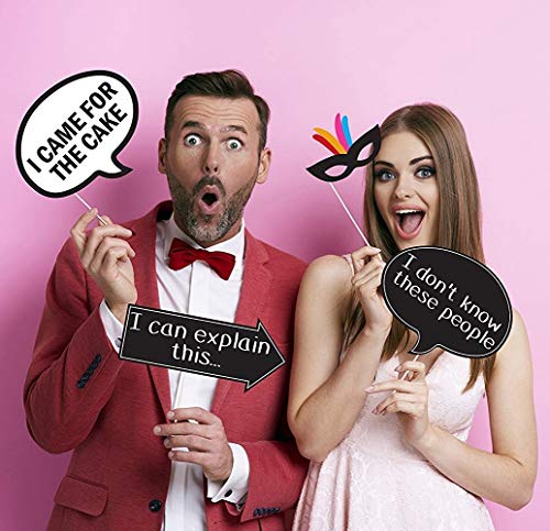 Funny Birthday Photo Booth Props - 47 Pieces - 21st - 30th - 40th - 50th - 60th - 70th - 80th - 90th - Birthday Party Supp...