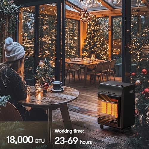 Jocoevol Propane Heater Outdoor Portable 6000 To 18000 BTU Propane Gas Heater Cordless 3 Settings for Patio, With Tip-Over...