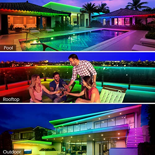 AILBTON 100ft Outdoor LED Strip Lights Waterproof,IP68 Outside Led Light Strips Waterproof with Bluetooth App Remote Contr...