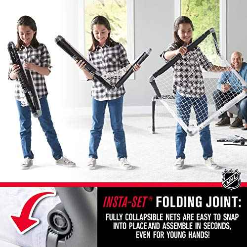 Franklin Sports NHL Kids Mini Hockey Goal Set - (2) Mini + Knee Hockey Goals, (4) Youth Sticks, (2) Goalie Sticks + (4) Foam Balls - Knee + Mini Hockey Set