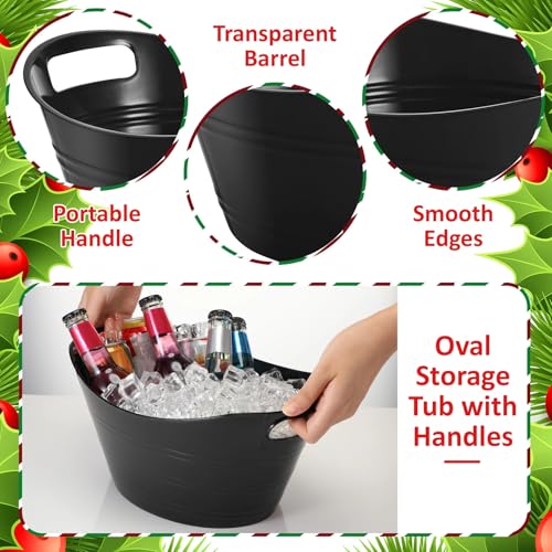 Norme 24 Pcs Oval Storage Tub with Handles 4.5L Plastic Ice Bucket, Wine, Beer, Champagne Drink Cooler for Parties, Bevera...