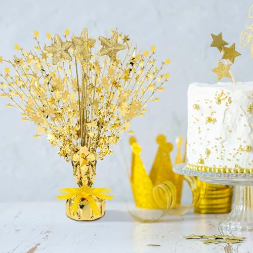 Wenqik 6 Pcs Spray Centerpiece Foil Star Centerpieces New Year Christmas Metallic Star Table Decorations for Party Event A...
