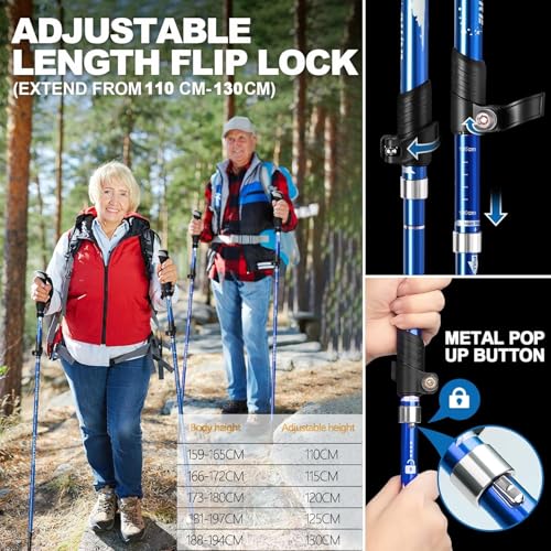 Covacure Trekking Poles Collapsible Hiking Poles - Aluminum Alloy 7075 Trekking Sticks with Quick Lock System, Telescopic,...
