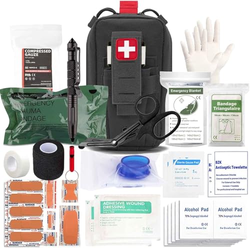 Ifak Med Trauma Kit, Black Molle Tactical Emergency First Aid Kit,Military Survival Molle EMT Medical Kit Refill Supplies ...