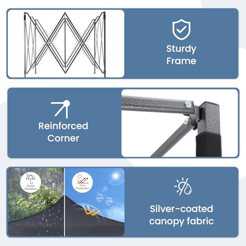 NEWBULIG 10x10 FT Pop Up Canopy Easy Up Tents for Camping Parties Events Beach Backyard Portable Outdoor Shelter Heavy Dut...